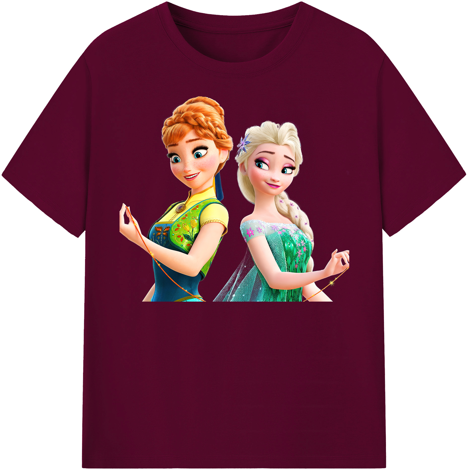 （画像用） アナと雪の女王 アンナ エルサ Frozen Anna Elsa レディースカジュアルプリントTシャツ（綿100％）